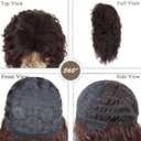 GNIMEGIL Long Brown Wigs for Men Synthetic Layered Wavy Cosplay Party Wig 70s 80s Punk Rocker Party California Wig with Bangs