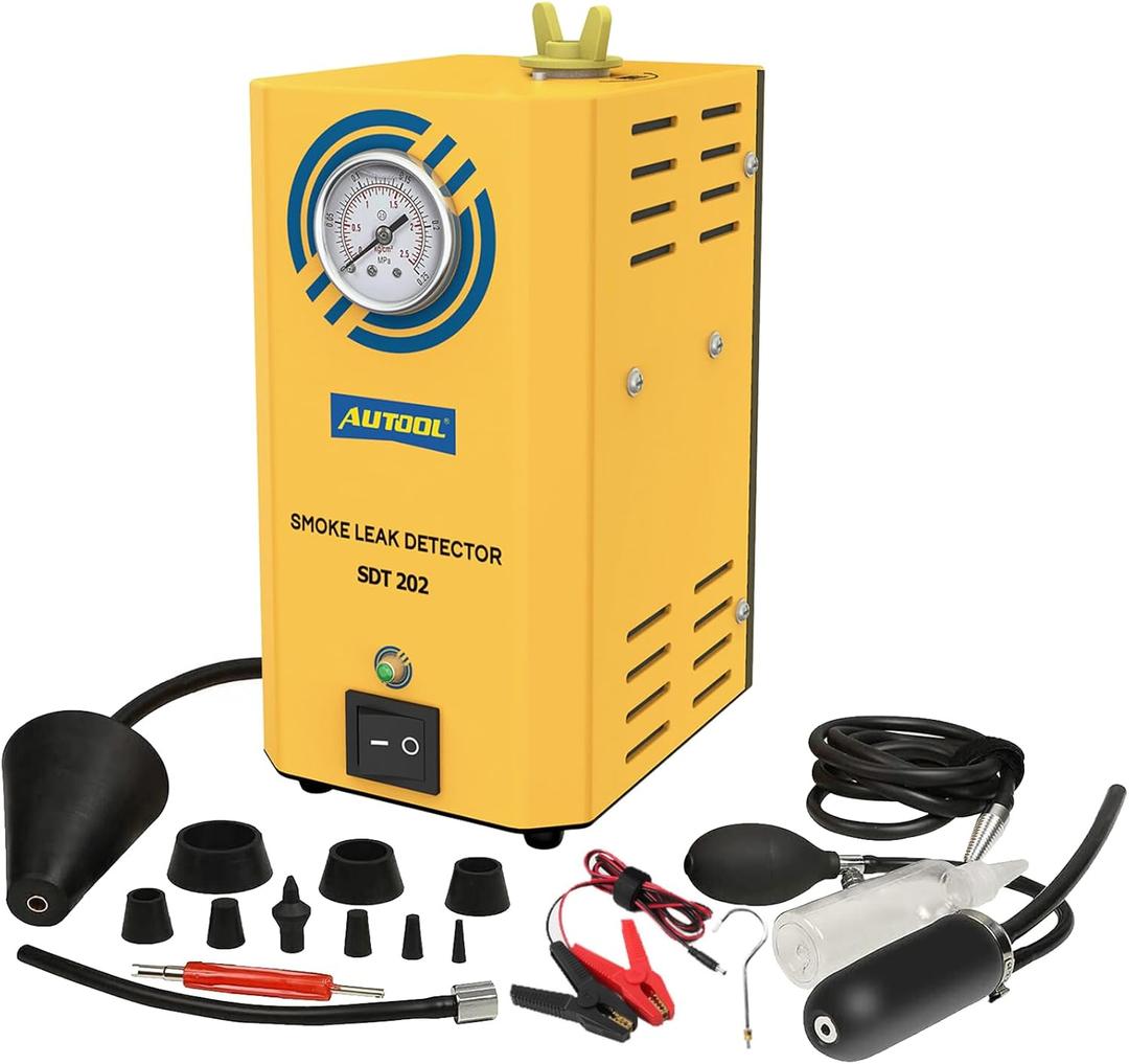 AUTOOL Automotive Smoke Machine EVAP Leak Detector 12V Car Fuel Pipe System Leakage Locator with Pressure Gauge for Car, Motorcycle, Truck, Boats and More