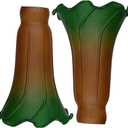 MIXDOM 2 Pack Tiffany Style Pond Lily Tulip Flower Glass Replacement Lamp Shade Glass 4.5" Wide X 6" Tall X 1.5" Fitter for Pond Lilly Globe Bulb Lamps
