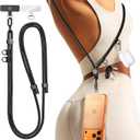 3 x Phone Lanyard Crossbody with 2 Hanging Loops: Metal Buckle Adjustable Skin-Friendly Cell Phone Strap for iPhone Around,Hands-Free Universal Anti Theft Neck Lanyards For Outdoor Travel,Black