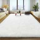 Soft Fluffy Rug for Living Room, 4x6 Cream White Shag Area Rug for Bedroom Living Room, Non-Slip Fuzzy Carpet for Girls Boys Kids, Throw Rugs for Dorm, Modern Home Decor Aesthetic