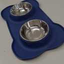 AsFrost Dog Food Bowls Stainless Steel Dog Food and Water Bowl Set, Dog Bowls No Spill Non Slip Silicone Mat, Dog Dishes for Small Medium Size Dogs Cat Puppy Pet Food Feeding Bowls, Blue, 12oz, 2 count