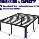 Hunlostten 18in High Queen Bed Frame No Box Spring Needed, Heavy Duty Metal Platform Bed Frame Queen Size with Round Corners, Easy Assembly, Noise Free, Black