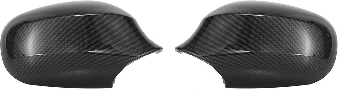 X AUTOHAUX 1 Pair Car Exterior Rear View Mirror Housing Door Wing Mirror Covering Cap for BMW 323i 328i 335d 335i Carbon Fiber Pattern