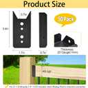 LukLoy 50 Pack 2x4 Brackets for Wood Rail, Black Deck Railing Brackets Connectors for 2" X 4" ( Actually 1.5" X 3.5" ) Wood Post, 20-Gauge Fence Brackets, Screws Not Included