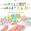 2 x 100Pcs Luminous Tiny Resin Animals Glow in The Dark, Various Mini Animals Figures to Hide, Mini Ducks Frogs Rabbits Mushrooms for Miniature Fairy Garden Accessories Micro Landscape Potted Decoratio