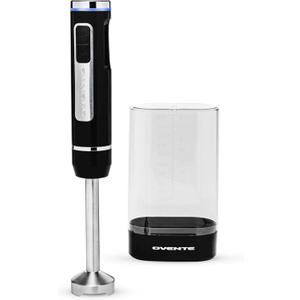 OVENTE Cordless Immersion Hand Blender, Rechargeable Handheld Portable Stick Mixer with 8 Mixing Speed Option, One-Touch Control and Stainless Steel Blades for Smoothies, Shakes or Soups, Black HR781B (Black - 200 Watts)