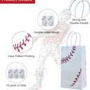 16 Pcs Baseball Gift Bags with Handles Baseball Party Favor Bags Baseball Party Candy Bags for Kids Sports Theme Birthday Party Baseball Birthday Party Favors Supplies Sports Party Decoration, white