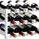 VASMIA Bamboo Wine Rack, Sturdy and Durable Wine Storage Cabinet Shelf, Wine Racks Countertop for Pantry,Kitchen,3-Tier 12 Bottles Wine Rack White