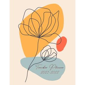 Teacher Planner: Peony Flower Line Art