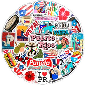 BulbaCraft Puerto Rico Stickers, Puerto Rican Stickers for Water Bottles and Laptop, Gifts for Women & Men