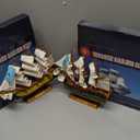 SAILINGSTORY Wooden Model Ships Sailing Ship Model Sailboat Decor Endeavour, Victory 9.5" Set of 2 Pack (BE)