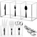Suzile Acrylic Cutlery Storage Organizer Bin Silverware Caddy Countertop Knife Spoon and Fork Holder Kitchen 3 Section Tableware Storage Box for Cabinet Indoor Home Flatware Dining Room (Clear, M)