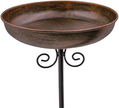 OUISJYER Small Metal Bird Bath for Outdoors, 10" Dia Bowl with Stake Birdbaths Garden Yard Lawn Decor 0.4 Gallon