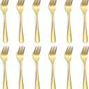 Evanda Gold Dessert Forks Set of 12 Pack 5.62", Golden Titanium Plating Pastry Fork, Appetizer Fork for Fruit, Cake, Cheese, Party Trips, Cafes, Restaurants, Easy To Clean, Dishwasher Safe