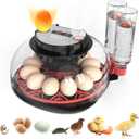 Incubators for Hatching Eggs Automatic Egg Incubator with Temperature Control Humidity Display 12 Egg Capacity for Chicken Duck Goose Eggs Digital Display Auto Turner 360 View