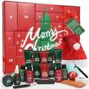 Advent Beauty Calendar for Adults 2025 Rinse & Robust Beard Care Kit Christmas Gifts for Men Skincare Beauty Advent Calendar for Men Christmas 24 Days Countdown Calendar Beard Care Grooming (Red)