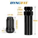 Dynofit 1/2-20 Lug Nuts Compatiable with Jeep Ford Dodge 5 Lug Wheel, fit Wrangler Liberty Grand Cherokee Explorer, 20pc Aftermarket Wheel Locking Nut 1.38" H 6 Spline Closed End Tuner Nut with 1 Key