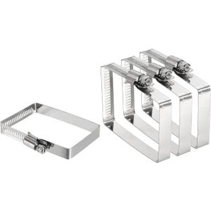 uxcell 4Pcs 304 Stainless Steel Rectangular Hose Clamp, Adjustable 3 x 2 Inch Square Worm Gear Duct Pipe Tube Clamps for Ducting Bracket Cable Tray Bridge Project Systems, Silver