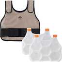 Cooling Vest with 2 Ice Packs, Instant Cooling Relief, Flexible Design, Ergodyne Chill Its 6230,Khaki,L/XL