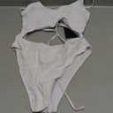 Meyeeka Womens Scoop Neck Cut Out Front Lace Up Back High Cut Monokini One Piece Swimsuit (Medium, White)