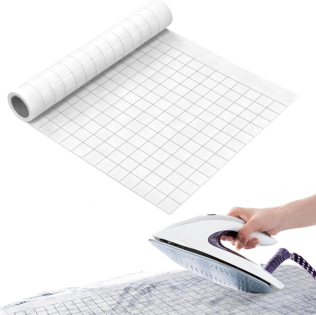 Breling Fusible Interfacing with 1''x1'' Grid Nonwoven Layout Iron On Polyester/Rayon Lightweight Interfacing for DIY Crafts Supplies(12 Inch X 10 Yard,Light Weight)