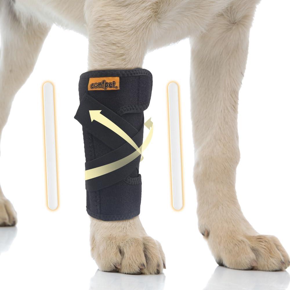 Dog Front Leg Brace, Dog Leg Support Wrap with Plastic Bar Stabilizers, Canine Front Leg Wrap Sleeve to Prevent Licking, Dog Sprains, Arthritis (Medium)