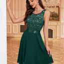 BeryLove Women's Short Prom Dresses for Teens Sleeveless Flowy A Line Wedding Guest Lace Formal Dress (Green, XXXL)