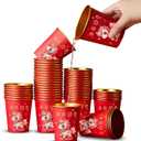 Chinese Wedding Paper Coffee Cups,50PCS Red Disposable Coffee Cups | Thicken Paper Cup Tea Cups for Hot Cold Drinks,Red Paper Cups for 2026 Weddings Party