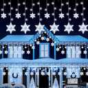 Snowflake Christmas Lights Outdoor, 8.2ft 144 LED Connectable Xmas String Light Plug in, Hanging Icicle Lights for House, Eaves, Outside, Window, Roof, Yard, Fence Decor, White