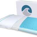 Bluewave Bedding Extra Slim Max Cool Carbon Blue Gel Memory Foam Pillow for Stomach and Back Sleepers - Thin, Flat Design with Advanced Cooling (1.75-Inch Height, Standard Size)