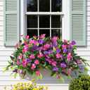 Hommyea Artificial Flowers for Outdoor, 2 Bundles UV Resistant Fake Plants Decoration Realistic Faux Silk Flowers No Fade Plastic Flowers for Outside Planters Home Porch Patio Yard Garden Decor