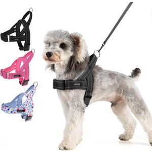 KOOLTAIL No Pull Harness Medium Size Dog with Handle, Easy Walk Puppy Vest Harness Neck & Chest Soft Paded Adjustable, Reflective Lightweight Escape Proof Breathable Mesh Pet Running Harness, Black M