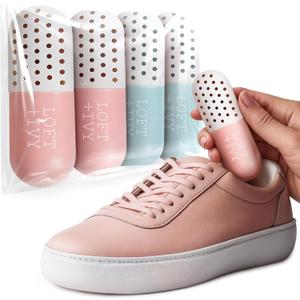 LOFT + IVY Shoe Deodorizer Balls  Ocean Fresh Scented Odor Eaters for Shoes, Gym Bags, Cars & Lockers  Compact Reusable Shoe Smell Remover Freshener Inserts  Long Lasting 4-Pack Sneaker Pills (Blue, Pink) LOFT + IVY Shoe Deodorizer Balls  Ocean Fresh Scented Odor Eaters for Shoes, Gym Bags, Cars & Lockers  Compact Reusable Shoe Smell Remover Freshener Inserts  Long Lasting 4-Pack Sneaker Pills (Blue, Pink)