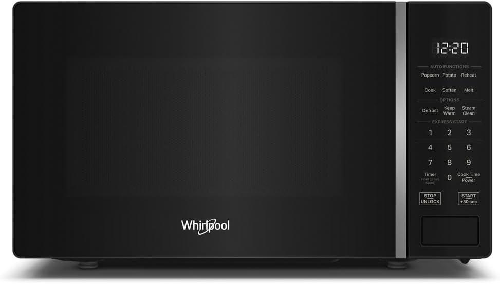 Whirlpool WMCS3018RB Countertop Microwave with Turntable 0.7 Cu. Ft, Steam Clean, 700 Watt Microwave, Black