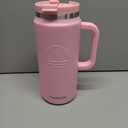 64 Oz Tumbler with Handle and Straw Half Gallon Water Bottle Stainless Steel Travel Mug for Hot & Cold Drinks, Reusable Water Bottle with Lids and Straw - Pink