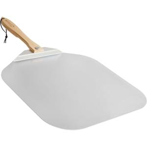 Chef Pomodoro Aluminum Metal Pizza Peel with Foldable Wood Handle for Easy Storage, Pizza Spatula, Gourmet Luxury Pizza Paddle for Baking Homemade Pizza Bread (18" x 20")