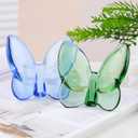 2pcs Crystal Butterfly Figurine,Butterfly Collectibles Glass Art Glass Animals Crystal Wedding Decortion for Home Butterfly Gifts for Women(Blue+Green)