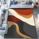 Red Black Area Rug 8x10 Large Gold Rugs Modern Washable Non-Slip Carpet for Living Dining Room Bedroom Home Decor