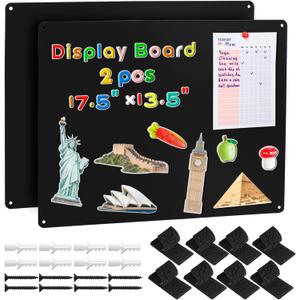 MAXECHO 2 Pack Black Magnetic Bulletin Board, 17.5"13.5" Magnet Boards for Wall, Cabinet to Display Photos, Notes