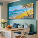 Brushart Beach Nautical Wall Art for Living Room Large Coastal Bedroom Pictures Paintings Wall Decor Ocean Textured Artwork for Dining Room Walls Home Office, 48"x24"