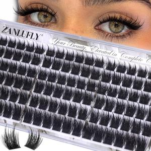 Wispy Lash Clusters Natural Volume Eyelash Clusters 10-16mm Spiky Cluster Eyelash Extensions Faux Mink Lash Extension CC Curly Individual Lashes Soft Thin Band by zanlufly