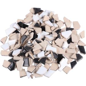 200g Black White Gray Ceramic Mosaic Tiles for DIY Crafts, Irregular Shape Mosaic Pieces for Home Decoration