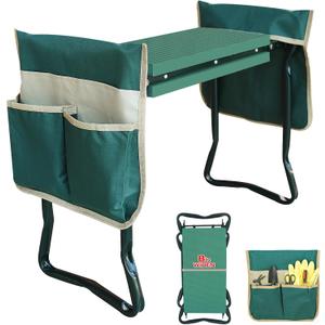 RAIN SPIRIT Garden Kneeler and Seat with Thicken & Widen Soft Kneeling Pad,Heavy Duty Gardening Bench Kneeler and seat Foldable Gardening Stool with 2 Tool PouchesGifts for Women, Seniors, Mom & Dad