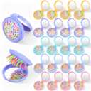 20 Pcs Folding Travel Hair Brushes with Mirror Round Folding Pocket Hair Brush Portable Mini Colourful Pop Up Hairs Brushes for Women Girls Men Makeup Operation Christmas