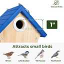 Kingsyard Wooden Wren House with Predator Guard, Bird Nesting for Outdoor, Garden Patio Nest Box Birdhouse for Wild Bird Watching, Royal Blue