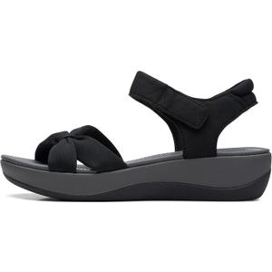 Clarks() womens Ankle Strap (8 Wide, Black Textile)