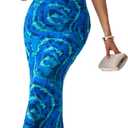Women's Summer Floral Spaghtti Straps Maxi Dress 2026 Bodycon Sleeveless Cocktail Beach Long Tropical Dresses (Blue, S)