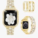 Mosonio Compatible with Apple Watch Band 38mm 40mm 41mm 42mm 44mm 45mm 46mm 49mm with Pack of 2 Case Women, Jewelry Replacement Metal Bands Strap with Bling PC Protective Case for iWatch Ultra SE Series 10/9/8/7/6/5/4/3/2/1