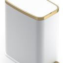 CEROELDA Small Bathroom Trash Can with Lid Soft Close-5L/1.3 Gal Stainless Steel Garbage Can-Step Pedal Wastebasket Slim Trash Bin for Office, Bedroom, Toilet, Live Room-White